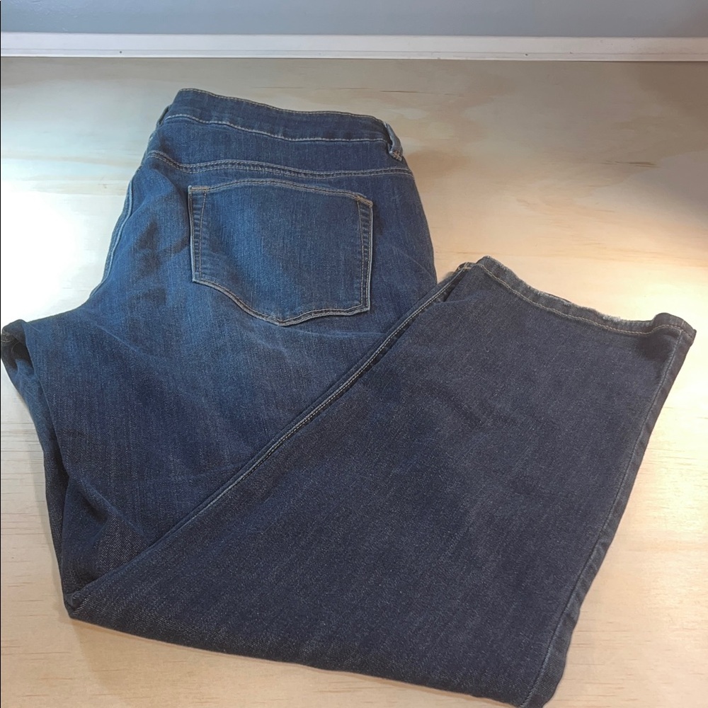Chico's Dark Blue Distressed Straight Leg Boyfriend Jeans Sz 16 chinos 2